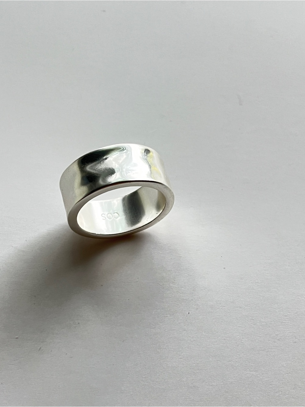 COS Sterling Silver Wide Band Ring - Polished Modern Design
